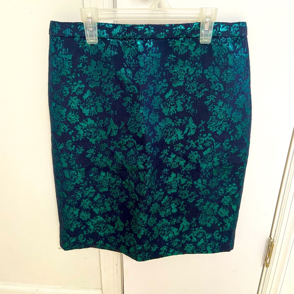J. Crew size6 pencil skirt - Emerald / navy design